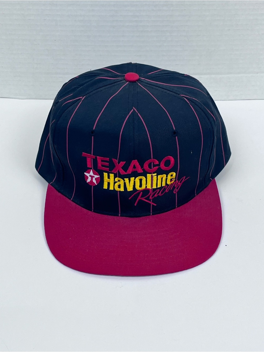 Vintage NASCAR Texaco Havoline Racing Black Pin Stripe Adjustable Snap Back Cap